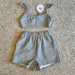Princess Polly Women's Gray Arabella Waffle Knit 2-Piece Short Set Size 4 NWT